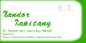 nandor kapitany business card