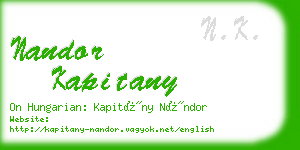 nandor kapitany business card